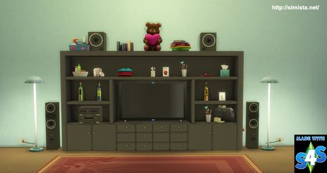 Simista A little sims 4 blog Sims 4 Tv Cabinet, Sims 4 Entertainment Center Cc, Sims 4 Entertainment Center, Little Sims, Tv Center, Sims 4 Blog, Sims Ideas, Cc Finds, Tv Cabinet