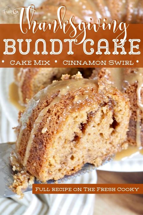 An easy & scrumptious recipe for Thanksgiving morning with rich cinnamon spices! Bonus, takes 15 minutes to make the batter! Cinnamon Swirl Bundt Cake. Recipe via @thefreshcooky #bundtcake #easycakerecipe #spicecake #simple #easyrecipe #cakemix #holiday #baking #highaltitude #cinnamon Cinnamon Swirl Bundt Cake, Swirl Bundt Cake, Spice Bundt Cake, Bundt Pan Recipes, Recipes Holiday, Bundt Cake Recipe, Oreo Dessert, Bundt Cakes Recipes, Weekend Breakfast