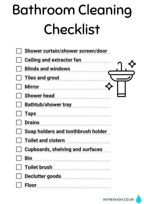 Clean Bathroom List, How To Clean A Bathroom, Everything Shower Checklist, Everything Shower List, Clean Bathroom Checklist, Bathroom Cleaning List, Cleaning Bathroom Checklist, Bathroom Deep Cleaning Checklist, Shower Cleaning Tips