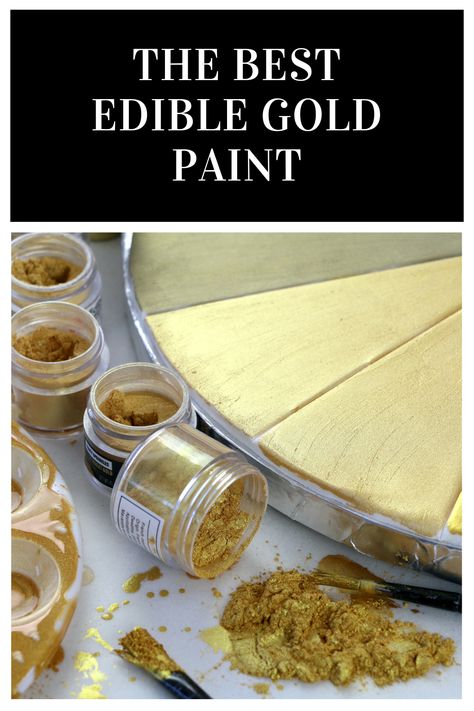 Edible Gold Paint Review | THE BEST Edible Paint 👩🏼‍🍳✨ If you are on the hunt for the best edible gold paint brand look no further! I did all the research and purchasing for you...so now you don't have to! I scoured the internet for the best edible gold paint brands and ordered 8 different brands to test out and compare. I have found my favorite new EDIBLE gold paints. Watch the video to see which one I choose as the best! How To Make Edible Gold Paint, Gold Edible Paint, Edible Gold Paint, Gold Fondant, Edible Decorations, Best Edibles, Cake Recipes Easy Homemade, Edible Paint, Edible Gold