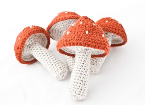 Crochet Mushroom Rattle Mushroom Rattle, Forest Crochet, Crochet Keychains, Vintage Forest, Crochet Mushroom, Baby Toys Rattles, Crochet Keychain Pattern, Crochet Food, Craft Show Ideas