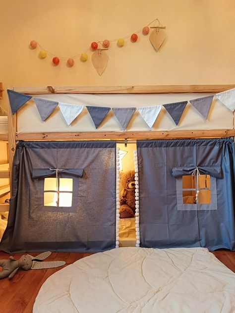 Curtain Ikea kura bed, low loft bed curtain, ikea kura bed, kura accessories, bed curtains tent, canopy bed house curtains, vorhang hochbett Loft Bed Curtain, Tent Canopy Bed, Bunk Bed Curtains, Loft Bed Curtains, House Curtains, Children's House, Low Loft Bed, Ikea Kura Bed, Kura Bed