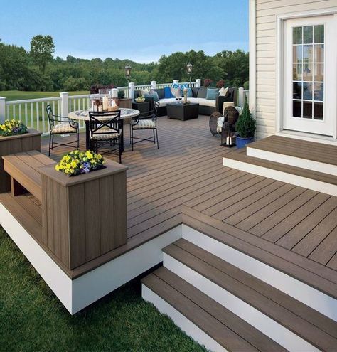 Top 60 Best Backyard Deck Ideas - Wood And Composite Decking Designs Decking Designs, Composite Decking Designs, Backyard Deck Ideas, Lobelia Cardinalis, Terrasse Design, Eksterior Modern, Deck Colors, Patio Deck Designs, Deck Paint