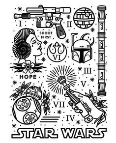 @ryan.mauch did a rad job on this flash sheet! Which one would you get as a tattoo? by forceguys_n_ink Star Wars Svg, Idee Cricut, Rockabilly Girl, Flash Sheet, Hawaiian Tattoo, Star Wars Tattoo, Desenho Tattoo, Tattoo Outline, Arte Inspo