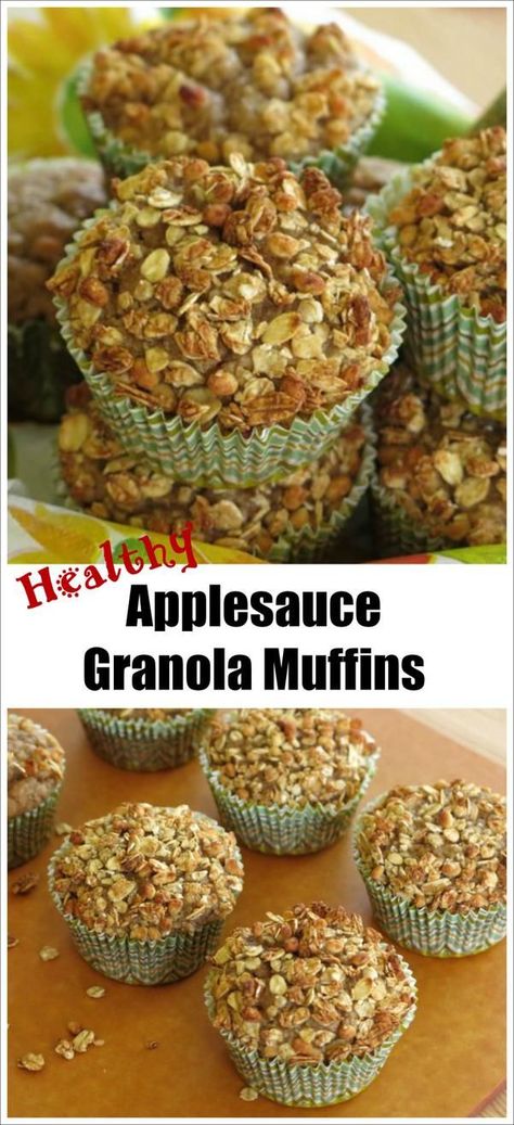 Easy Applesauce Muffins, Granola Topping, Granola Easy, Easy Applesauce, Granola Muffins, Applesauce Muffins, Low Fat Snacks, Healthy Granola, Eating Healthier