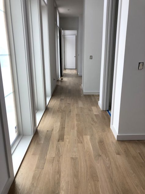 WATER MILL: 4" SELECT WHITE OAK INSTALLED & FINISHED WITH BONA NATURAL SEAL - Transitional - Hall - New York - by Valenti Flooring, Inc. | Houzz Bona Natural Seal, Light Oak Floors, White Oak Hardwood Floors, Light Grey Walls, Oak Hardwood Flooring, White Oak Floors, Water Mill, Renovation Ideas, Oak Floors