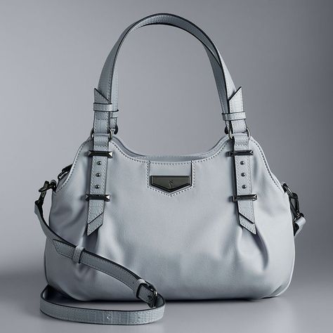 "This stylish satchel by Simply Vera Vera Wang is the perfect match for your cosmopolitan taste in fashion.This stylish satchel by Simply Vera Vera Wang is the perfect match for your cosmopolitan taste in fashion.Stylish logo plaque on front9""H x 13""W x 4.5""DHandles: 8"" approx. dropRemovable crossbody strap: 22""-25"" approx. dropPolished gunmetal hardwareZipper closureInterior: main compartment, zip pocket & 2 slip pocketsExterior: 2 magnetic snap pocketsHOW TO USEBody: faux leatherLini Grey Dye, Teal Ombre, Leather Bag Pattern, Stylish Logo, Dark Taupe, Simply Vera Wang, Simply Vera, Blue Ombre, Vera Wang