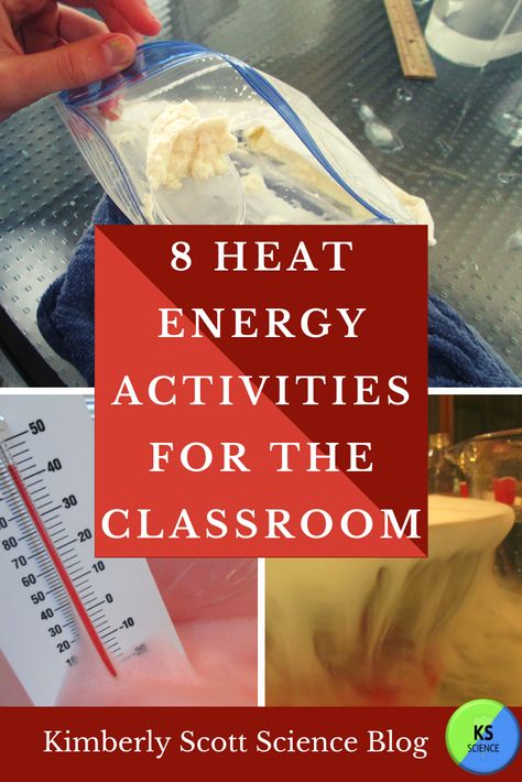 Discover the science of heat or thermal energy.  Thermodynamics is great at any age.  Add these 8 great activities to your chemistry and physics unit.  Students will discover melting ice, conduction, exothermic reactions, diffusion, and more.  Complete worksheets and lesson plan links provided. Changes From Heat Activities, Types Of Energy Experiments, Heating And Cooling Kindergarten Science, Heat In The Environment Grade 7, Thermal Energy Grade 3, Forms Of Energy Experiments, Energy Stem Activities Elementary, Endothermic And Exothermic Activities, Thermal Energy Activities Middle School