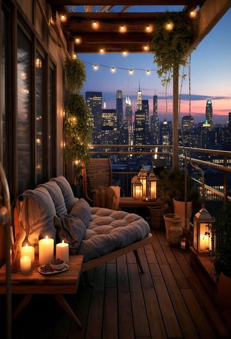 COZY 🏡 | 🌆☘️✨🧡🪴 | Facebook Winter Balkon, Cozy Home Interior, Condo Balcony, Home Decor Cozy, Cozy Patio, Home Decor Apartment, Apartment Patio, Small Balcony Decor, Kitchen Home Decor