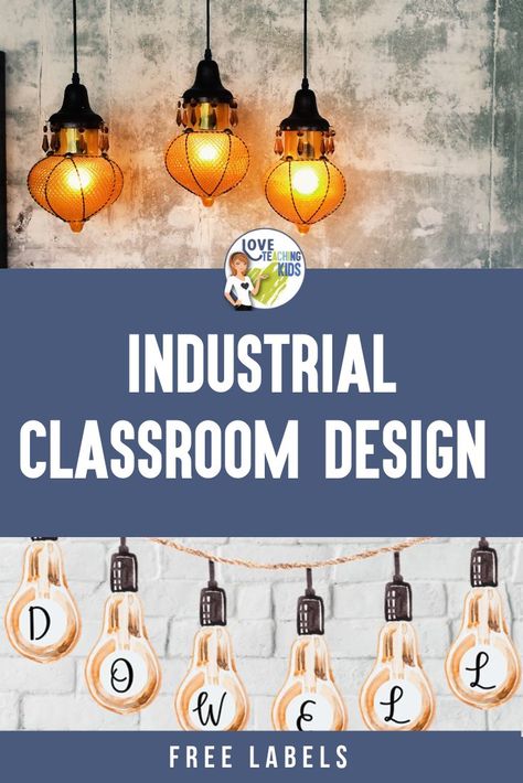 Industrial Bulletin Board Ideas, Industrial Chic Classroom Theme, Industrial Chic Classroom Decor, Industrial Classroom Theme, Industrial Farmhouse Classroom, Industrial Cafe Classroom, Steampunk Classroom Theme, Brick Wall Classroom Decor, Steampunk Classroom Decor