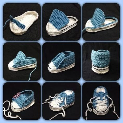 Baby Booties [ConverseCrochet] Crochet Converse, Crochet Baby Booties Pattern, Crochet Baby Boots, Crochet Baby Shoes Pattern, Baby Converse, Baby Shoes Pattern, Baby Booties Pattern, Crochet Baby Boy, Booties Crochet