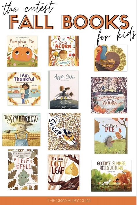 The Cutest Fall Books For Kids - Fall book shelf Books About Fall Preschool, Fall Books And Activities For Preschool, Preschool Fall Books, Fall Children’s Books, Fall Books Preschool, Fall Books For Kids, Thanksgiving Books For Kids, Fall Bookshelf, Books For Preschoolers