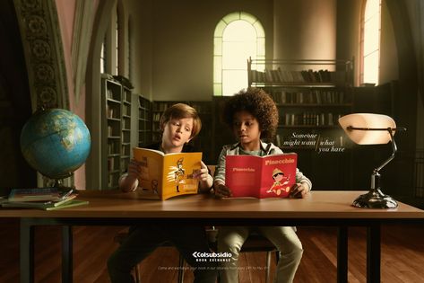 Library Set Design, Commercial Cinematography, Classroom Photography, Library Scene, Office Photoshoot, Ad Photography, Book Exchange, Ad Of The World, Creative Advertising Campaign