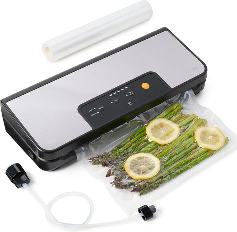 Premium Sealing Solution: The Greater Goods all-in-one vacuum sealer machine is the best vacuum sealer out there. Between easy-lock mechanisms, a powerful pump, a smooth-seal heating strip, and leak proof reservoir, this vacuum sealer machine is easy to use, and it sports a modern yet classic design for hassle-free kitchen wizardry from home. Vacuum Sealing Food, Food Saver Vacuum Sealer, Sous Vide Machine, Food Sealer, Vacuum Food Sealer, Long Term Food Storage, Vacuum Sealer Bags, Freezer Storage, Vacuum Sealers