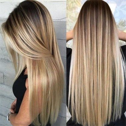 30 Brown Hair With Blonde Highlights Ideas - Society19 Balayage Straight, Blond Ombre, Brown Ombre Hair, Straight Wigs, Balayage Blonde, Silk Rose, Brown Blonde Hair, Ombre Hair Color, Brown To Blonde