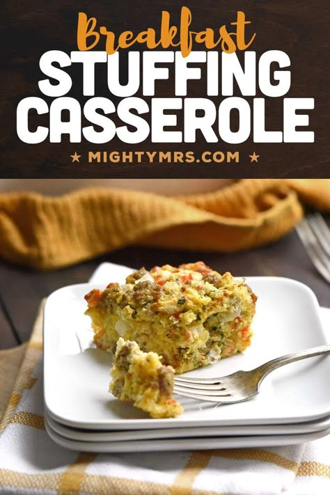 This breakfast casserole is made with stuffing mix! An awesome way to put those leftover boxes of stuffing mix to use post Thanksgiving. This breakfast stuffing is made with boxed stuffing mix (any flavor but sage is awesome), turkey sausage, bell peppers, onion and eggs. So easy! Make ahead, heat and eat for breakfast on the go. Or make a big batch for breakfast on weekened of holidays. Optional: Top this breakfast casserole with Hollandaise sauce, salsa or hot sauce for added flavor. Must try! Stuffing Mix Breakfast Casserole, Breakfast Casserole With Stove Top Stuffing, Stuffing Egg Bake, Egg Bake With Stuffing, Breakfast Stuffing Casserole, Breakfast Casserole With Stuffing, Stuffing Breakfast Casserole, Breakfast Stuffing, Boxed Stuffing