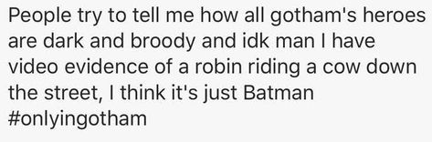 Only In Gotham Tumblr, Only In Gotham, Batfamily Funny, Gotham Villains, Superhero Memes, Wayne Family, Univers Dc, Batman Funny, Im Batman