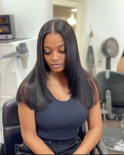 Pressed Natural Hair, Silk Press Natural Hair, Quick Weave Hairstyles, Hair Laid, Relaxed Hair, Front Lace Wigs Human Hair, Sew In, Baddie Hairstyles, Aesthetic Hair