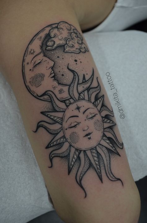 Thigh Piece Tattoos, Tattoo Dotwork, Sun And Moon Tattoo, Black Girls With Tattoos, Sun Tattoos, Dope Tattoos For Women, Baby Tattoos, Sleeve Tattoos For Women, Feminine Tattoos