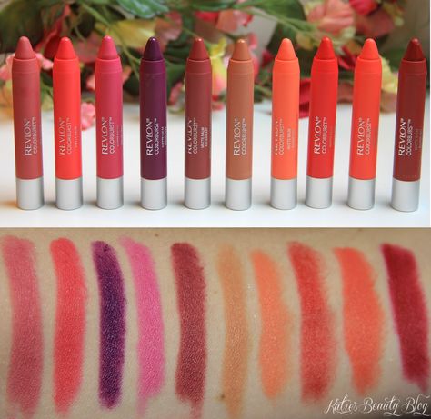 Revlon Colorburst Matte Balms. L-R Elusive, Unapologetic, Shameless, Showy, Sultry, Complex, Mischievous, Striking, Audacious, Standout Collection Organization, Revlon Matte Balm, Revlon Colorburst Matte Balm, Revlon Matte, Revlon Colorburst, Revlon Color, Lip Shades, Color Burst, Makeup Stuff