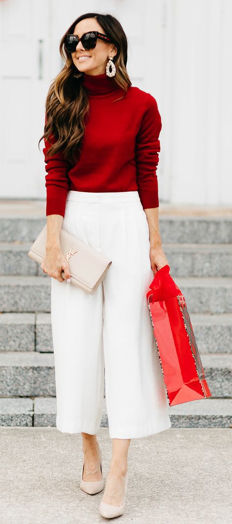 Outfit Vestido Rojo, Diner Outfits, White Christmas Outfit, Christmas Outfits Dressy, Christmas Fashion Outfits, Christmas Outfit Inspiration, Red And White Outfits, Christmas Outfit Casual, Casual Christmas Party Outfit