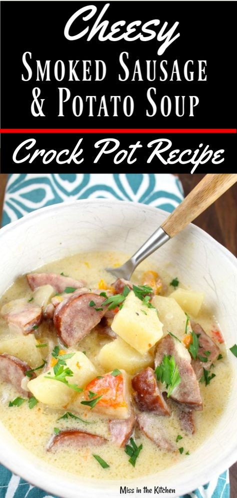 Kabasa Recipes, Sausage Potato Soup, Sausage Crockpot, Sausage Soup Recipes, Smoked Sausage Recipes, Potato Soup Crock Pot, Idaho Potatoes, Sausage Potatoes, Sausage Soup