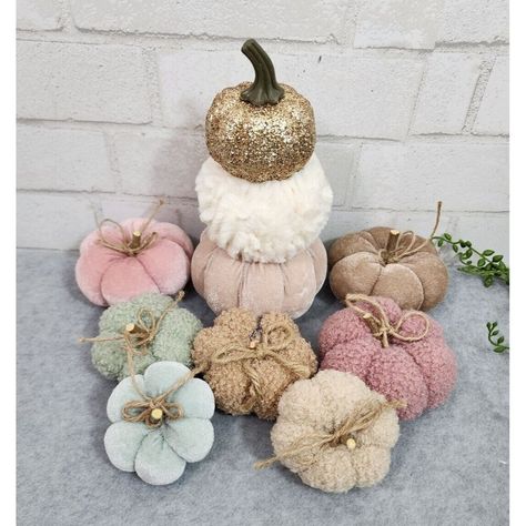 Up For Sale Is This Beautiful Set Of Velvet Sherpa Pumpkins Glitter Pastel Pink Neutral Fall Halloween Decor 8 Pc New Brand New With Tags!! Also Comes From A Smoke Free And Pet Free Home! Includes: 1 Stacked Pumpkin - 9" Tall X 4.5" Wide, Made Of Foam And Wrapped In Fabric And Glitter 3 Velvety Pumpkins & 4 Sherpa Pumpkins - Ranging From 3" To 4" In Diameter And 2.5" Tall Thank You For Looking And Check Back Often Since I Am Always Listing New Items Daily. Pastel Fall Decor, Baby Shower Pumpkin, Halloween Items, Fall Halloween Decor, Decor Figurines, Spooky Decor, Baby In Pumpkin, Fall Halloween, Halloween Decor