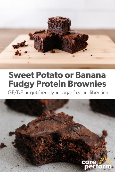 Sweet Potato/Banana Fudge Brownie Recipe! Click the link to make a batch of your own gut-friendly, high-protein, dairy-free desserts! Sweet Potato Brownies | Banana Fudge Brownies | Healthy Dessert | Protein Snacks | Gut-Friendly Desserts | Healthy Snack | Sweet Treat | Protein Snack | Chocolate Dessert | High Fiber Snack | Dairy-Free Desserts | Gluten-Free Desserts | No Sugar Added | Meal Prep Snacks | Healthy Desserts | No Refined Sugar | Bloat Free Desserts | Low Sugar Dessert | Gluten Free High Protein Dinner Sweet Potato, Meal Prep Snacks Healthy, Banana Sweet Potato, Brownies Banana, Greek Yogurt Brownies, Banana Fudge, Brownies Healthy, Prep Snacks, Snack Chocolate