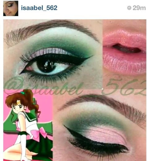 Sailor Jupiter make up Sailor Jupiter Makeup, Sailor Jupiter Costume, Sailor Moon Makeup, Sailor Moon Wedding, Friends Makeup, Sailor Moon Outfit, Beach Waves Hair Tutorial, Cartoon Makeup, Makoto Kino