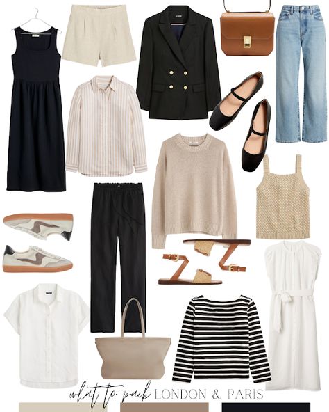 packing list: Paris & London! Packing For London, Paris Capsule Wardrobe, Minimalist Wardrobe Women, What To Pack For London, What To Pack For Paris, Envy Clothing, Spring Summer Capsule Wardrobe, List Inspiration, Travel Clothes Women