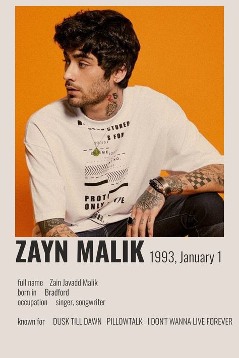 by me Zayn Malik Album Cover, Collage Posters, Polaroid Posters, Polaroid Poster, Dusk Till Dawn, Zayn Malik, Singers, Album Covers, Songwriting