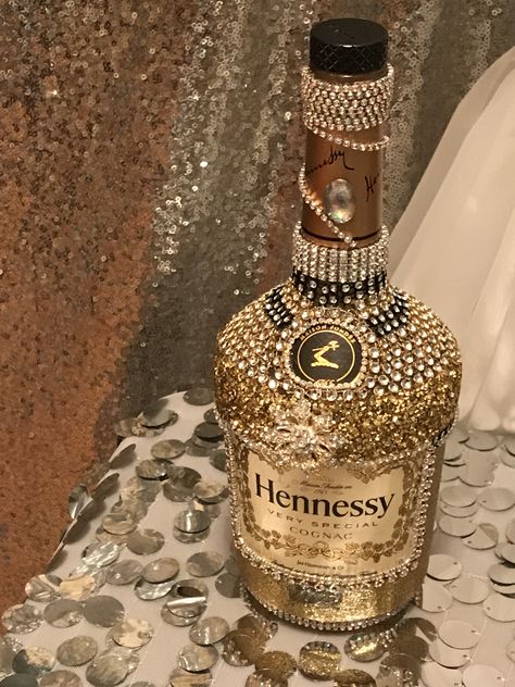 Hennessy bottle Bedazzled Henny Bottle, Decorated Henny Bottles, Blinged Out Hennessy Bottle, Bedazzled Hennessy Bottle, Custom Hennessy Bottle, Bling Hennessy Bottle, Henny Bottle Decoration, Customized Liquor Bottles, Liquor Bottle Decorating Ideas