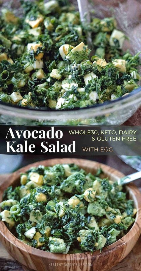 avocado kale salad Spinach Kale Salad, Spinach And Kale Salad, Dino Kale Recipes, Kale Breakfast Recipes, Red Meals, Lacinato Kale Recipe, Creamy Kale Salad, Recipes With Kale, Recipe Using Kale