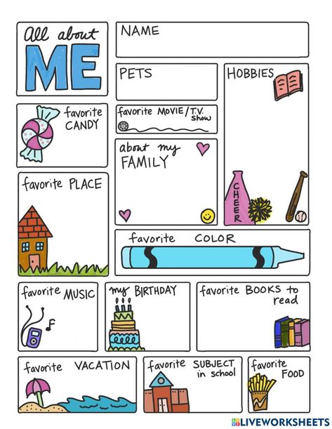 All About Me Project, Math Doodles, About Me Poster, All About Me Poster, Science Doodles, All About Me Worksheet, All About Me Preschool, Doodle Notes, First Day Of School Activities