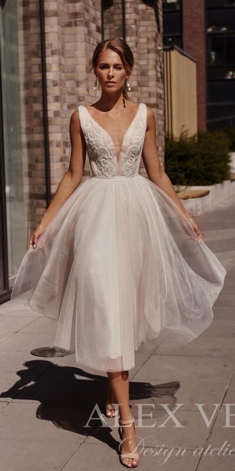 Knee Length Wedding Dresses | Wedding Dresses Guide Simple Wedding Dress Knee Length, Knee Length Engagement Dresses, Wedding Dress Calf Length, Wedding Dresses Cocktail, Mid Length Wedding Dress Boho, Ankle Length Wedding Dress Lace, 3/4 Length Wedding Dresses, Wedding Dress Tea, Wedding Dresses Medium Length