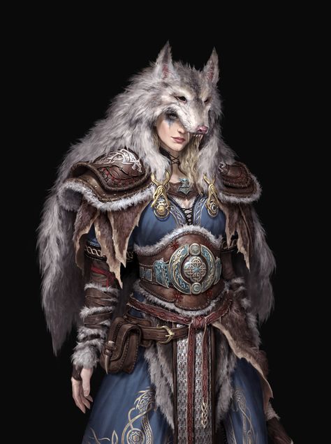 Dnd Norse Character, Viking Outfit Concept Art, Norse Fantasy Art, Norse Female Warrior, Viking Female Art, Viking Fanart, Dnd Viking, Viking Dnd, Viking Elf