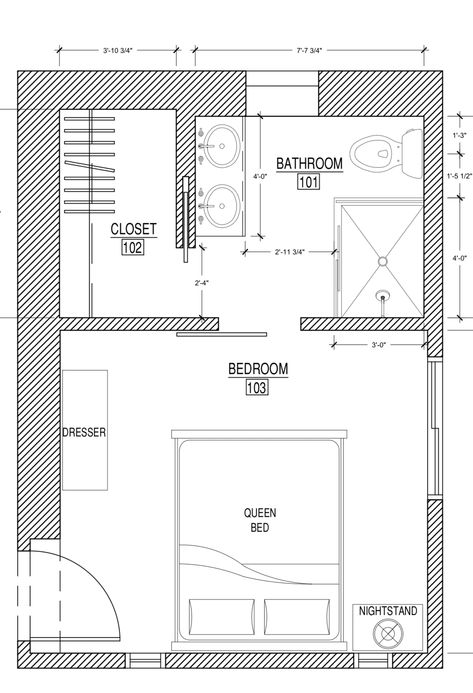 Open Concept Bedroom And Bathroom And Closet, 16x16 Bedroom Design, Narrow Bedroom Ideas Layout Master Suite, Bathroom And Closet Combo Master Floor Plan, Small Master Bath Closet Combo, Primary Bedroom Ensuite Layout, Step Down Master Suite, Ensuite Closet Combo, Bedroom With Ensuite Layout Master Suite