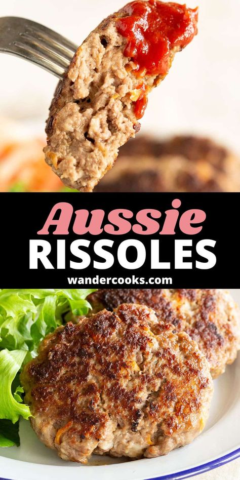 Juicy, tender beef rissoles are only 20 minutes away! A classic dish at any Aussie BBQ, these are guaranteed to be the BEST rissoles you'll ever make. via @wandercooks Beef Rissoles, Rissoles Recipe, Mince Dishes, Meat Patties, Aussie Bbq, Minced Beef Recipes, Mince Recipes, Australian Food, Tender Beef