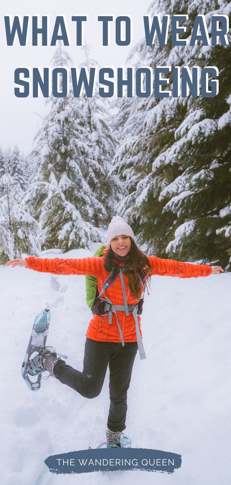 Snow Shoeing Outfit, Snow Shoes Outfit, What To Wear In Snow, Snowshoeing Outfit, Snow Hiking Outfit, Winter Exercise, Snow Shoeing, Arcteryx Jacket, Snow Shoe