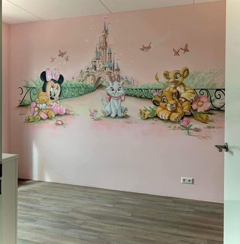 Baby Girl Disney Nursery, Disney Nursery Ideas Girl, Bird Baby Shower Theme, Disney Girls Room, Disney Decor Bedroom, Cinderella Baby Shower, Disney Baby Rooms, Disney Mural, Disney Princess Room