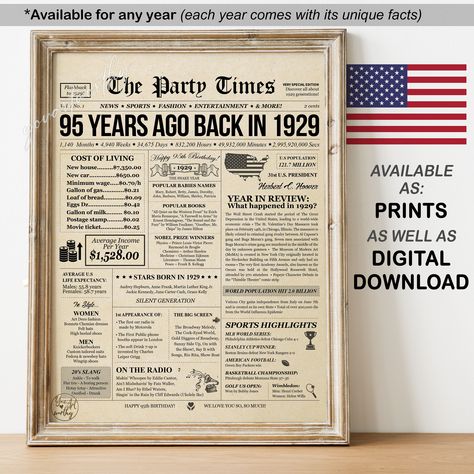 Grandparents Sign, Newspaper Gift, 88th Birthday, 76th Birthday, Newspaper Poster, 79th Birthday, 75th Birthday Gifts, Birthday Look, 95 Birthday