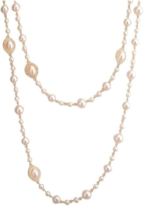 Amazon.com: Askana Women's Vintage Retro Classic Style 1920s Fashion Faux Simulate Pearls White Beads Long Multi-layer Layered Statement Strands Necklace with Earrings: Clothing, Shoes & Jewelry Multi Layer Necklace, 1920s Fashion, White Beads, Bridesmaid Jewelry, Strand Necklace, Multi Layering, Pearl Beads, Long Necklace, Pearl White