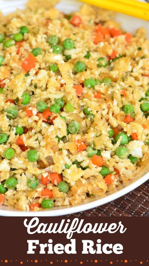 Cauliflower Fried Rice is a delicious low-carb recipe made with the classic fried rice ingredients like onions, carrots, peas, garlic, eggs, and soy sauce. #cauliflower #lowcarb #friedrice #easydnner Garlic Eggs, Fried Rice Recipe Video, Fried Rice Ingredients, Chicken Fried Cauliflower Rice, Ham Fried Rice, Healthy Rice Recipes, Healthy Chinese Recipes, Cauliflower Fried Rice Recipes, Will Cook For Smiles