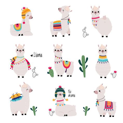 Cute Llama Illustration, Llama Coloring Page Free Printable, Lama Drawing, Lama Cake, Alpaca Illustration, Alpaca Party, Alpaca Drawing, Llama Images, Llama Illustration