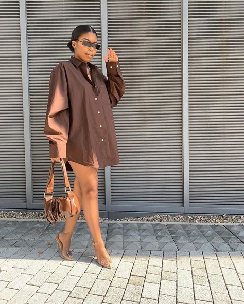 Nude Outfits, Shirt Dress Outfit, Mode Instagram, Boujee Outfits, Brown Outfit, Looks Street Style, Mode Streetwear, New Classic, Looks Vintage