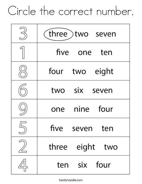 Circle the correct number Coloring Page - Twisty Noodle Math Activity For Grade 2, Circle The Correct Number Worksheets, Number For Kid, Representing Numbers In Different Ways, Count To 5, Senior Kindergarten Worksheets, Kids Number Activities, English Kids Worksheet, Teaching Numbers Preschool