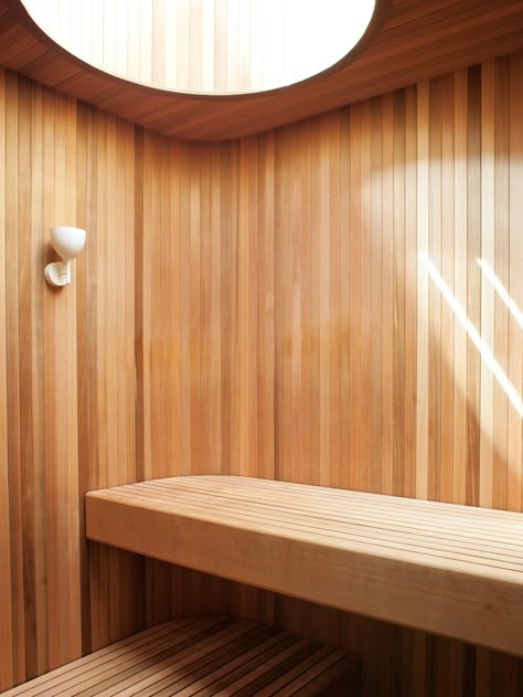 Bath Room The sauna is a decidedly Scandinavian touch.  Photo 52 of 1438 in Best Photos from Designed In-House Scandinavian Saunas, Wooden Sauna, Modern Saunas, Creative Tile, Sauna Steam Room, Indoor Sauna, Sauna Design, Sauna Room, Modern Bathrooms