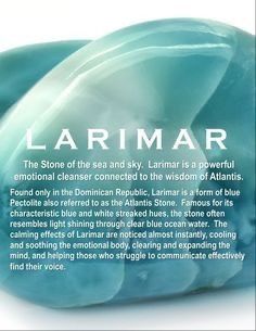 Larimar Stone Meaning, Larimar Crystal Meaning, Larimar Properties, Larimar Crystal, Crystal Healing Chart, Crystals Healing Properties, Spiritual Crystals, Larimar Jewelry, Gemstone Meanings