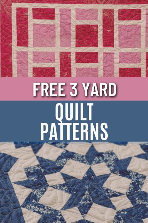 "Explore the world of quilting with our free 3-yard quilt patterns! These designs make quilting a breeze, requiring only three yards of fabric. From timeless classics to modern marvels, our patterns cater to all tastes. Download, stitch, and enjoy the satisfaction of creating stunning quilts with minimal effort. Unleash your creativity without breaking the bank - experience the joy of quilting with our complimentary 3-yard quilt patterns today!" Quilt Patterns 3 Colors, Free 3yard Quilt Patterns, 3 Yards Quilt Patterns, Two Fabric Quilt Blocks, Three Step Quilt Pattern Free, Free Motion Quilt Patterns, 2 Color Quilts Patterns Simple, Four Yard Quilt Patterns Free, 2 Yard Quilt Patterns Free