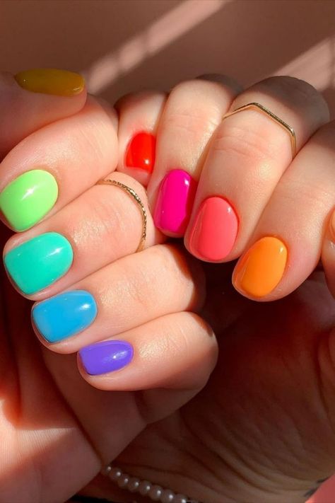 Winter Rainbow Nails 2023-2024 21 Ideas: Embrace the Colorful Chill - Women-Lifestyle.com Cute Nail Art Ideas, Rainbow Nail Art, Multicolored Nails, Colorful Nails, Cute Nail, Cute Gel Nails, Nagel Inspo, Rainbow Nails, Beautiful Nail Designs